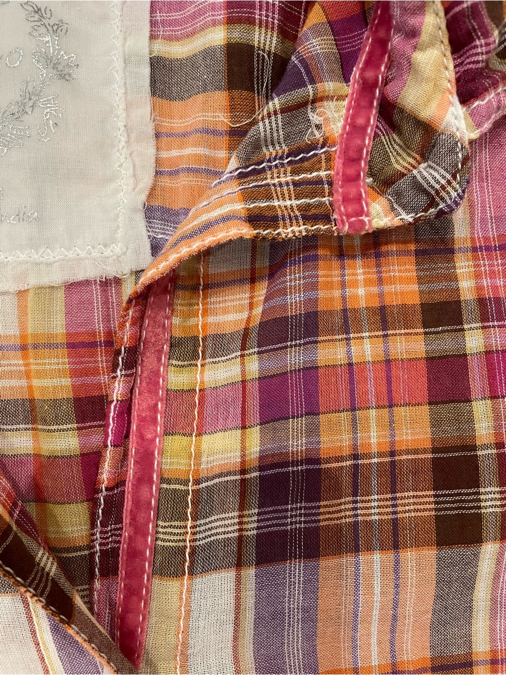 Cino Plaid Button-Front Shirt in Pink, Orange & Purple - Picture 5 of 9